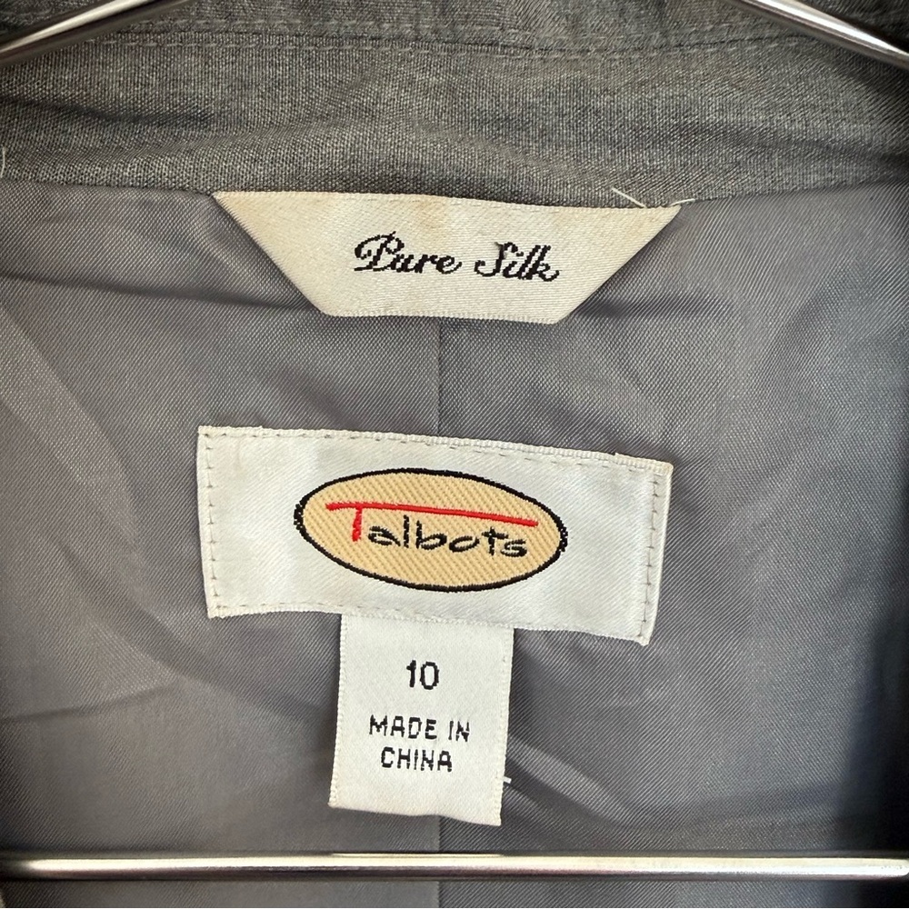 Talbots 100% Silk Gray Blazer Jacket Size 10 | Career Professional Academia - Picture 10 of 12